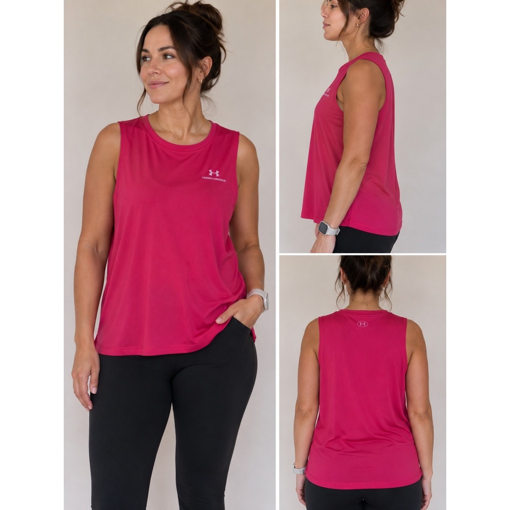 Under Armour RUSH Energy Tank Top Womens 2XL Pink Loose Fit Sleeveless 1363657
